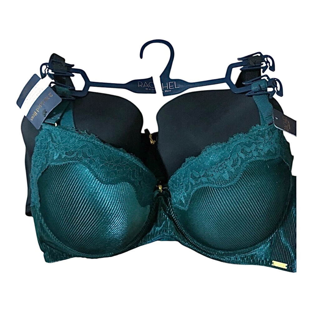 Rachel Roy 2pack Luxury‎ collection black and velvet green padded bras size 42D